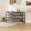 SUOERNUO Shoe Rack Organizer 4 Tier for Closet Entryway Free Standing Metal Storage Shoe Shelf with MDF Top Board (Black+Rustic Brown, Large 4 Tier)