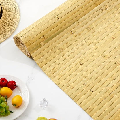 Juexica 2 Pcs Natural Bamboo Wall Panel for Interior Wall 48''x96'' Bamboo Covering Renewable Pole Wainscoting Room Divider Wrap Decor for Bedroom Living Room Kitchen Island Office (Natural)