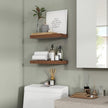 Heimlove 16 inch Brown Floating Shelves for Wall,6.7 inch Deep Small Bathroom Over Toilet Shelf,Wall Mounted Wood Shelves for Bedroom,Living Room,Kitchen,Office,Set of 2