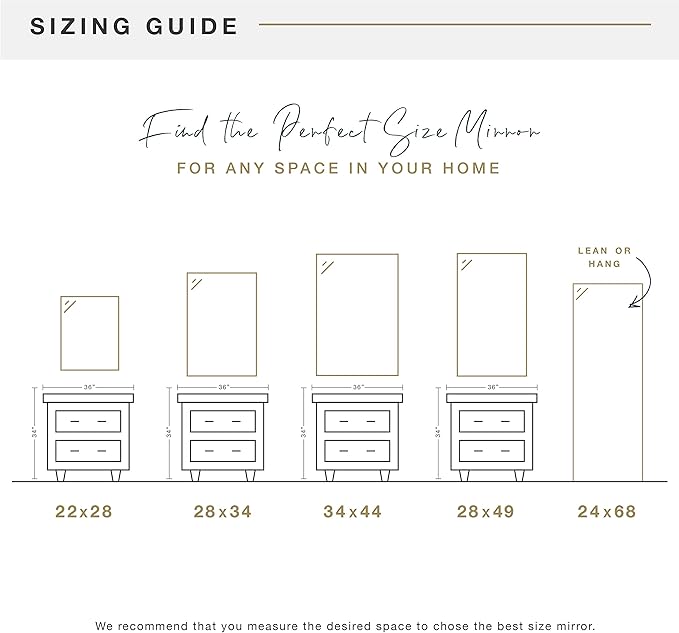 MCS Ezra 34.66x44.66 Large Wall Mirror, Gray Woodgrain & Beveled Mirror, Vertical & Horizontal Wall Hanging Mirror for Bathroom, Bedroom & Livingroom