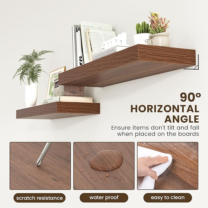 12 Inch Deep Floating Shelves | 36 Inch Walnut Floating Shelves | 36