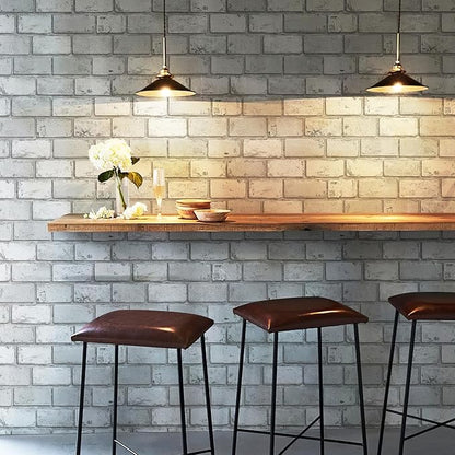 JiffDiff Brick Wallpaper Peel and Stick, Removable Vintage Self Adhesive Wallpaper Renter Friendly Textured Stick on Wallpaper Contact Paper （17.3" x 1200" Gray Brick）