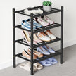 Smiry Bamboo Shoe Rack for Closet, 4 Tier Small Wooden Stackable Shoe Organizer, Free Standing Shoes Storage Shelf for Entryway, Front Door Entrance, Black