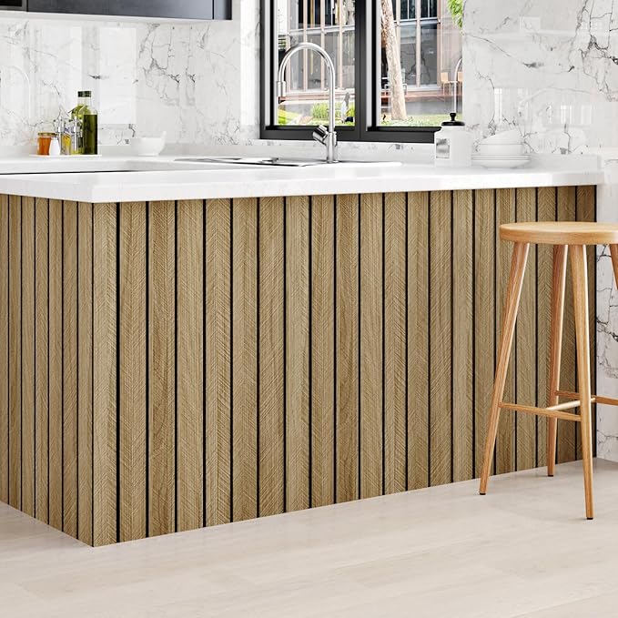 3D Wood Panels for Wall Acoustic Wood Wall Panels 11.8"x196" Soundproof Vintage Wooden Slat Wallpaper Removable Herringbone Shiplap Wallpaper for Bedroom TV Background Living Room Ceiling
