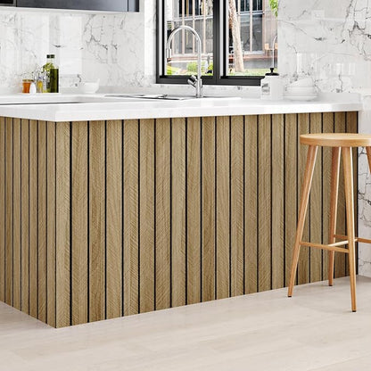 Brown Wood Panels for Wall 3D Wood Slat Wall Panel Acoustic Faux Wooden Slat Wallpaper Self Adhesive Herringbone Shiplap Peel and Stick Wallpaper for Bedroom Living Room Entrance Hall Decor