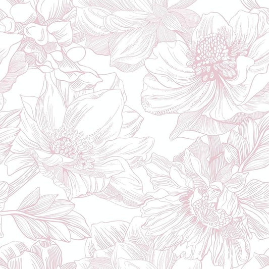 Ismoon Large Floral Peel and Stick Wallpaper Boho White/Pink Contact Paper 17.3inx16.3ft Removable Self Adhesive Bedroom Cabinet Mural Wall Decor Vinyl Roll