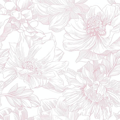 Ismoon Large Floral Peel and Stick Wallpaper Boho White/Pink Contact Paper 17.3inx6.5ft Removable Self Adhesive Bedroom Cabinet Mural Wall Decor Vinyl Roll