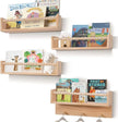BOMID Wall Bookshelves,Set of 4 Natural Wood Floating Bookshelf,Nursery Shelves,Floating Book Shelves for Wall(Burlywood)