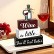Marsui 4 Pcs Wine Tabletop Decor Rustic Coffee Bar Tiered Tray Decor Decorative Wood Wine Bottle Block Sign Gift Wooden Farmhouse Table Centerpiece for Home Party Shelf Desk Decoration