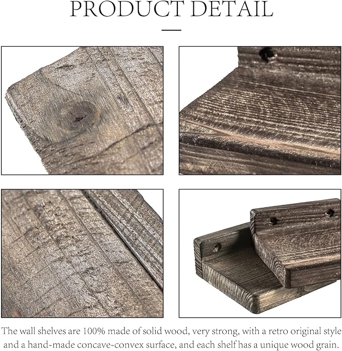Freezing point Small Floating Shelves for Wall Set of 2 Natural Wood 4Inch Mini Wall Shelf Decor Plant Display Collectibles Mounted Kitchen Bathroom Bedroom Corner Decorative Storage Tiny Stand Brown