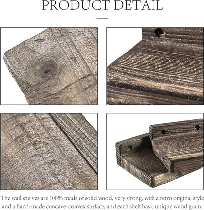 Freezing point Small Floating Shelves for Wall Set of 2 Natural Wood 4Inch Mini Wall Shelf Decor Plant Display Collectibles Mounted Kitchen Bathroom Bedroom Corner Decorative Storage Tiny Stand Brown