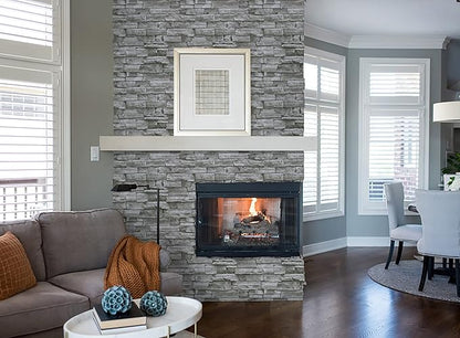 Timeet 17.7" x 393" 3D Grey Stone Wallpaper Peel and Stick Brick Self Adhesive Wall Paper Removable Waterproof Contact Paper for Bedroom Living Room Decor Vinyl Film Roll