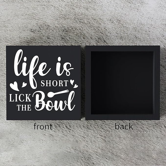 Rustic Wood Sign - Farmhouse Decor - Black Wooden Box - Dining Room, Coffee Shop & Bar Sign