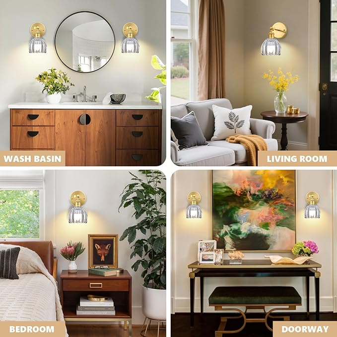 Vintage Battery Operated Wall Sconce, Smoky Gray Tulip Glass Lampshade Wireless Rechargeable Battery Powered LED Wall Light with Remote Dimmable for Bedside Bedroom Doorway Living Room, Set of 2