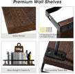Uten Floating Shelves, Wall Shelves Set of 2, Wall Mounted for Bathroom, Bedroom, Kitchen, Bathroom Shelf with Towel Bar, Sturdy Structure, Easy Installation