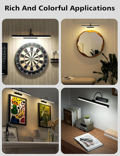 VOLISUN Picture Lights for Wall, 16 inch Rechargable Picture Light Battery Operated, 3 Color Temperatures Cordless Picture Light with Remote, Art Light for Paintings, Gallery, Portrait, 2 Pack (Black)