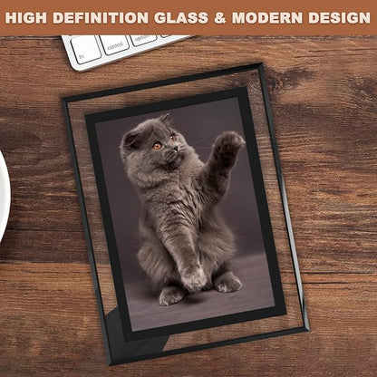 IZIDDO 4x6 Picture Frames Set of 2, Black Glass Photo Frame, Only for Tabletop Display, Gift Picture Frame, Horizontally or Vertically (4x6, Black)