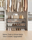SONGMICS Shoe Rack, 3-Tier Shoe Organizer, Metal Storage Shelf, Upright or Upside Down, for 16-20 Pairs, Stackable, for Entryway, 11.8 x 36.2 x 21.7 Inches, Black ULSA303B02