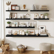 Fun Memories Floating Shelves for Wall 10 Inch, 10 Inch Deep Square Wall Shelves, Bathroom Storage Shelves Over Toilet, Wood Floating Shelves for Living Room Bedroom, Black, Set of 2