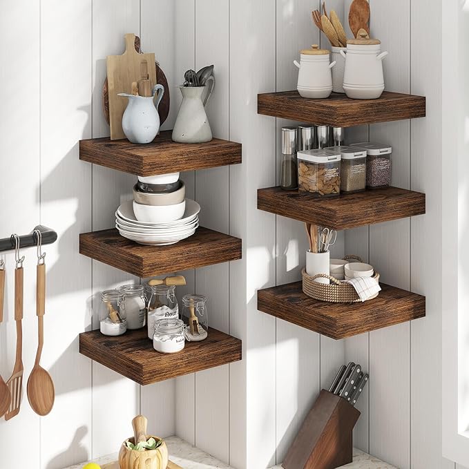 12 Inch Square Floating Shelves for Wall 2 Pack, 12