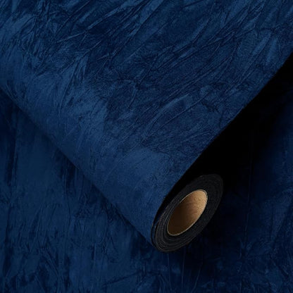 YENHOME 30"X118" Blue Velvet Wallpaper Texture Blue Vintage Peel and Stick Wallpaper for Bedroom Removable Luxury Thick Self Adhesive Felt Sheet for Crafts Cabinets Jewelry Drawer Flocking Liner