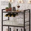 TUTOTAK Bar Cart - Serving Cart for Home - Microwave Cart, Drink Cart, Mobile Kitchen Shelf with Wine Rack and Glass Holder, Rolling Beverage Cart BC01BG030