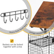 2 Pack Garage Shelves Wall Mounted with Wire Storage baskets, Heavy Duty Garage Wall Shelving with Hooks, Wooden floating shelves Tool Organizer for Home Garden Garage Organizers and Storage