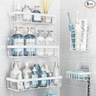 5 Pack Shower Caddy Organizer Rack Shelf for Inside Shower, Self Adhesive Wall Storage Basket Rustproof Stainless Steel Shampoo Holder Bathroom Accessory Decor Set, White