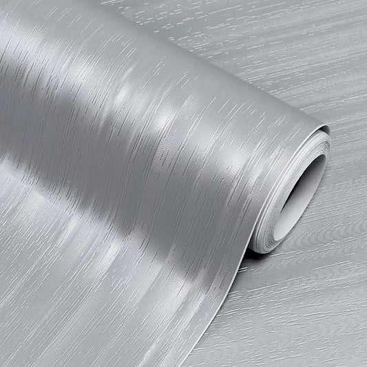 wishFIRE Silver Textured Peel and Stick Wallpaper 15.7"×118" Contact Paper Wood Look Wall Paper Self Adhesive Waterproof Vinyl Wallpaper for Bedroom Kitchen Cabinets Countertop