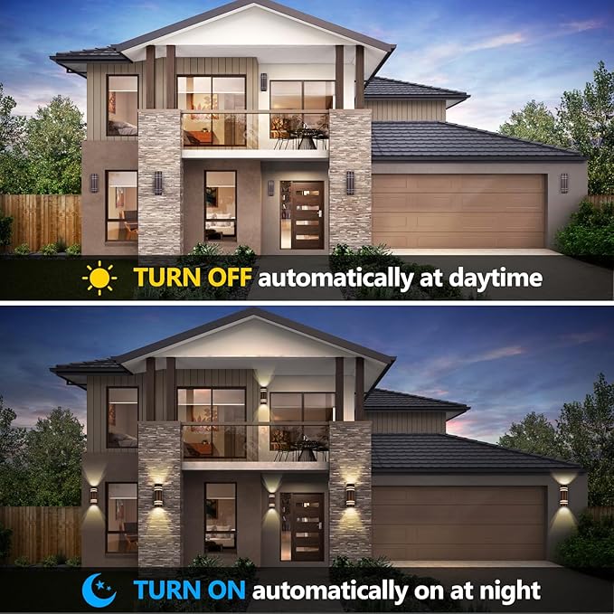 Housen Solutions Dusk to Dawn Outdoor Wall Lights 2 Pack, Waterproof Exterior Lighting Fixtures, Up Down Porch Light Outside for House Garage, Bronze