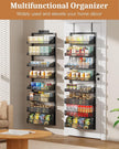 8-Tier Over the Door Pantry Organizer, Large Metal Door Spice Rack with Adjustable Basket, 2 in 1 Wall Mount or Hanging Heavy-Duty Pantry Door Storage Shelf for Kitchen and Bathroom, Black