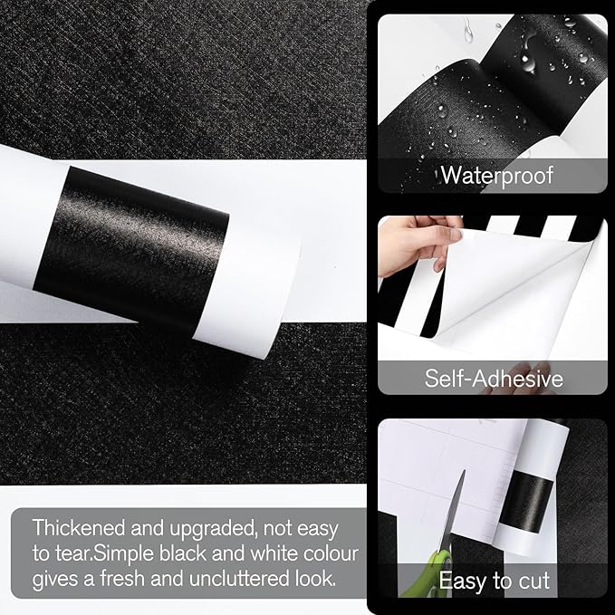 17.3”x120” Black and White Striped Wallpaper Peel and Stick Wallpaper Self-Adhesive Removable Waterproof Wall Paper for Walls Modern Vinyl Film