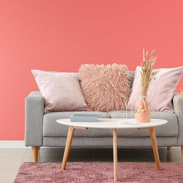 VEELIKE Thick Salmon Pink Wallpaper Stick and Peel Coral Pink Contact Paper for Cabinets Desk Furniture Walls 24''x118'' Self Adhesive Removable Solid Color Vinyl Wallpaper for Girls Bedroom Nursery