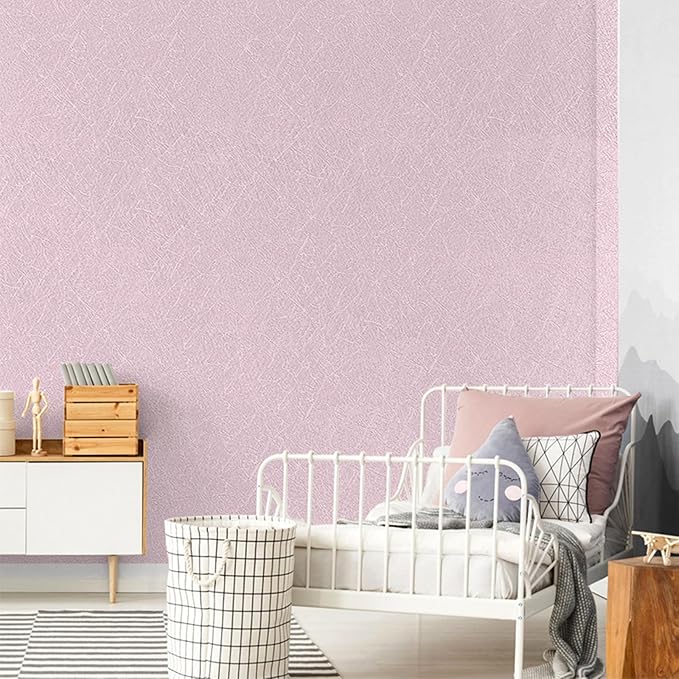 Pink Silk Wallpaper Embossed Peel and Stick Wallpaper Textured Self-Adhesive Removable Contact Paper Waterproof Vinyl Roll for Bedroom Cabinet Furniture 17.7 inch X 120 inch