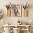 DREAMLOOM 2 Pack Wooden Wall Vases with Dried Pampas Grass and Eucalyptus Plants, Wall Hanging Planters Boho Modern Farmhouse Indoor for Narrow Spaces Entryway Bathroom Home Office Decoration, Retro