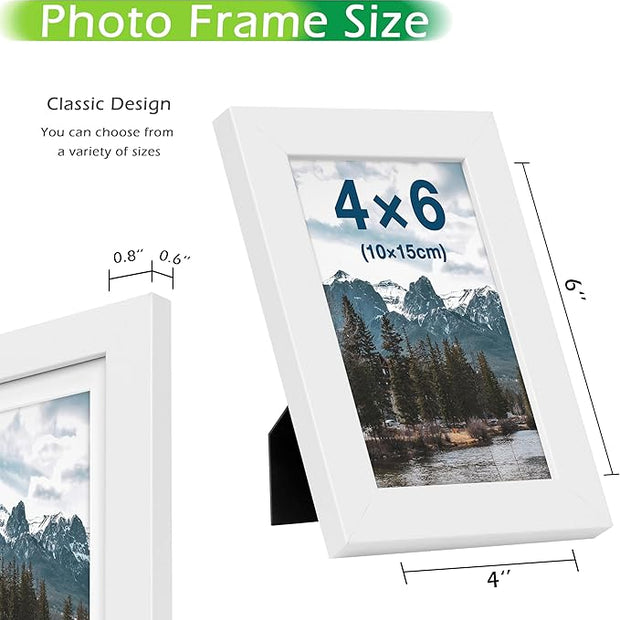 FrameWorks 2-Pack, 4x6 Picture Frame, White – Classic Wooden Photo Frame with Tempered Glass, Modern Matte Finish for Prints, Posters, Certificates & Wall Decor – Gallery-Ready
