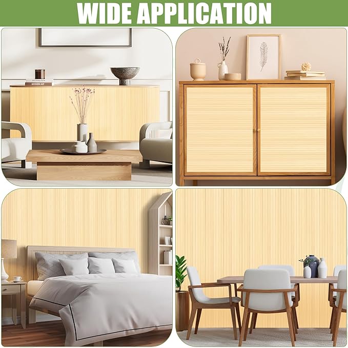 Bamboo Wall Panel for Interior Wall Decor, Renewable Pole Wrap Wainscoting Roll Bamboo Covering Paneling for Ceiling Office Bedroom Living Room (48