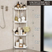 Orimade Rustproof 4 Tier Floor Standing Corner Shower Caddy Organizer, Plastic Metal Splicing Floor Corner Shelf Rack Stands for Bathroom, White