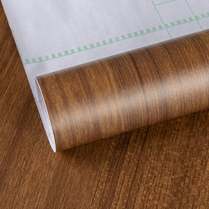 Brown Wood Grain Wallpaper Faux Walnut Wood Contact Paper Self-Adhesive Wood Stickers for Furniture Waterproof Wallpaper Peel Stick Counter Top Laminant Brown Wood Vinyl Countertop Decorative Paper