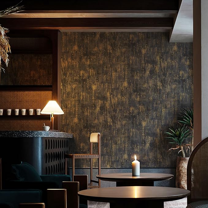JiffDiff Vintage Metallic Peel and Stick Wallpaper Industrial Metallic Concrete Wall Paper Modern Stick on Wallpaper Self Adhesive Contact Paper(17.3