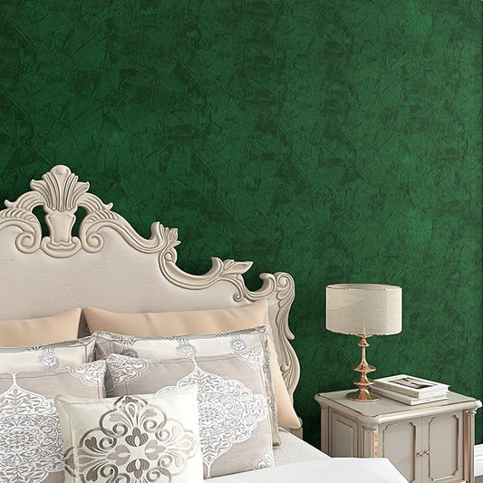 LaCheery Emerald Green Velvet Wallpaper Peel and Stick Green Crushed Velvet Wallpaper for Bedroom Wall Paper Felt Drawer Liner Self Adhesive Contact Paper for Walls Drawers Jewelry Box Liner 15.8"x79"