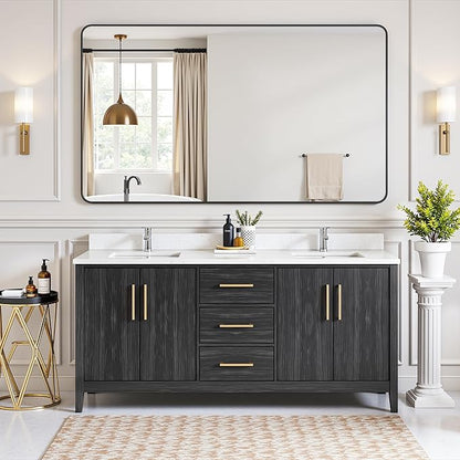 Antok Wall Mirror, 30"x50" Bathroom Vanity Mirror, Anti-Rust HD Tempered Glass, Wall Mounted Mirrors for Living Room, Entryway, Black Frame, Rect