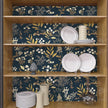 Dark Blue Leaf Wallpaper Peel and Stick Dark Floral Wallpaper for Bedroom Vintage Leaf Contact Paper Waterproof Self Adhesive Boho Floral Wall Paper for Bedroom Walls Countertop 17.5in x 118in