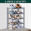 Smiry Bamboo Shoe Rack for Closet, 4 Tier Small Wooden Stackable Shoe Organizer, Free Standing Shoes Storage Shelf for Entryway, Front Door Entrance, Grey