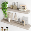 Fun Memories Floating Shelves for Wall, 40Inch Floating Shelves Set of 2, Hanging Shelf with Invisible Brackets, Wood Shelves for Living Room, Bedroom, Kitchen, Grey