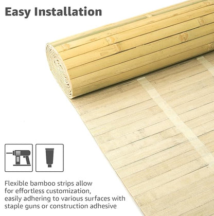 Art3d Natural Bamboo Wall Panel for Interior Wall Decor, Renewable Pole Wrap Wainscoting Paneling for Wall Ceiling Furniture Cabinet Office, 48 x 96 Inch, 2-Pack - Natural
