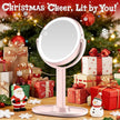 Makeup Mirror with Lights, Double Sided 1x/30x Magnifying Mirror with Light, Rechargeable 3 Color Lights and Adjustable Brightness, 360° Rotation Detachable Comes with Tweezer(Blush-30X)