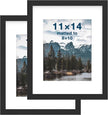 FrameWorks 2-Pack, 11x14 Matted to 8x10 Picture Frame, Black – Classic Wooden Photo Frame with Tempered Glass, Modern Matte Finish for Prints, Posters, Certificates & Wall Decor – Gallery-Ready