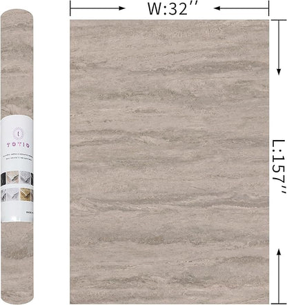 TOTIO 32x157in Wide Concrete Wallpaper Peel and Stick Light Gray Marble Granite Contact Paper Modern Industrial Style Wall Paper Greyish White Matte Thick Waterproof Self-Adhesive Vinyl Wall Stickers