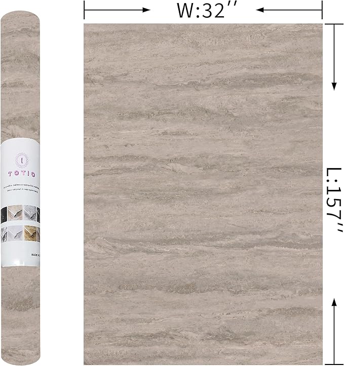 TOTIO 32x157in Wide Concrete Wallpaper Peel and Stick Light Gray Marble Granite Contact Paper Modern Industrial Style Wall Paper Greyish White Matte Thick Waterproof Self-Adhesive Vinyl Wall Stickers
